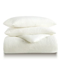 Laundry Stone Washed Cotton Waffle 3-Piece Comforter Set