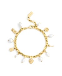 Coach Faux Imitation Pearl Iconic Signature Charm Bracelet