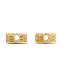 Coach Gold Signature C Textured Huggie Earrings