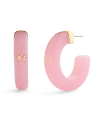 Coach Black Signature C Resin Hoop Earrings