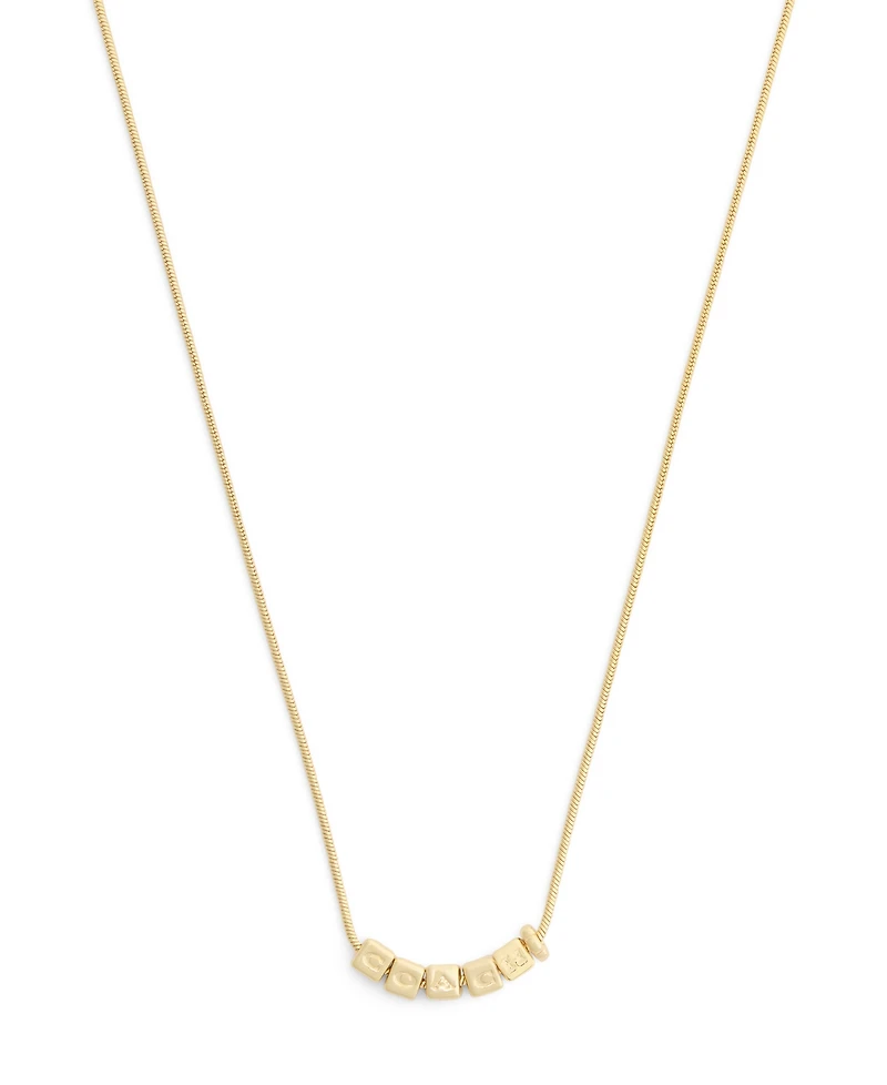 Coach Gold Signature Coach Cube Necklace