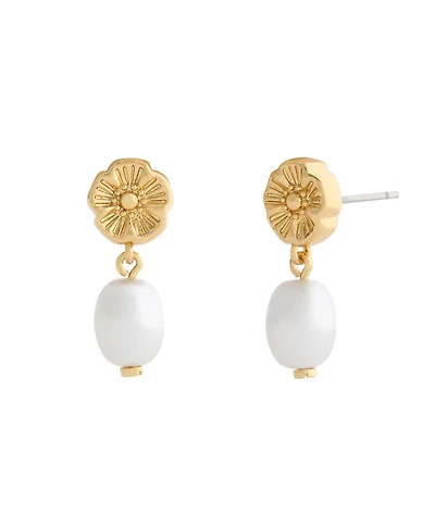 Coach Faux Imitation Pearl Iconic Tearose Drop Earrings