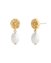 Coach Faux Imitation Pearl Iconic Tearose Drop Earrings