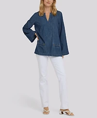 Nydj Women's Denim Tunic Top with Embellished Pockets