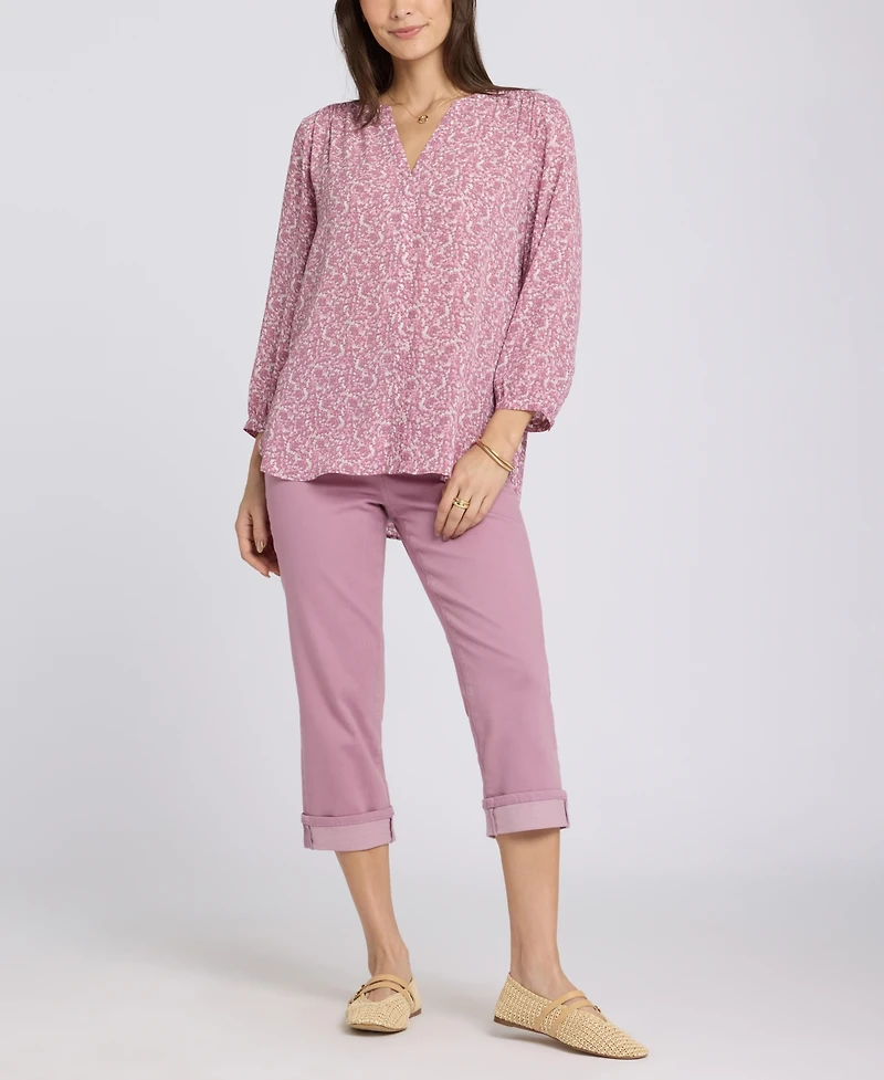 Nydj Women's Pintuck Split Neck Top