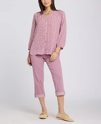 Nydj Women's Pintuck Split Neck Top