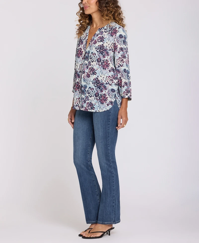 Nydj Women's Pintuck Split Neck Top