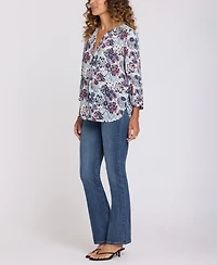 Nydj Women's Pintuck Split Neck Top