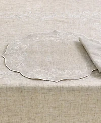 Lenox French Perle Linen Embroidered Round Placemats, Set of 4