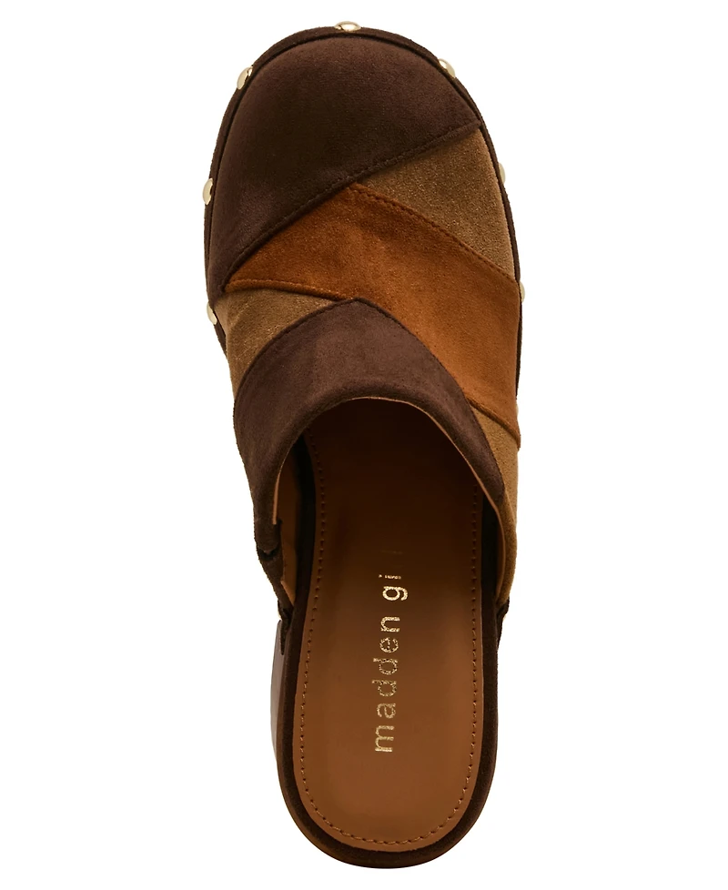 Madden Girl Women's Austin-p Patch Studded Wooden Platforms Mules Clogs