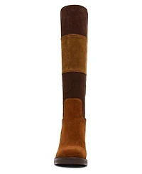 Madden Girl Women's Charity Platform Patch Tall Block Heel Boots