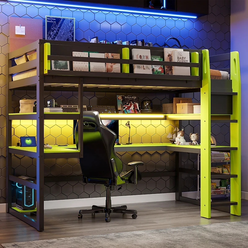 Streamdale Furniture Twin Loft Bed With Desk, Storage, Shelves