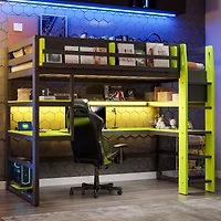 Streamdale Furniture Twin Loft Bed With Desk, Storage, Shelves