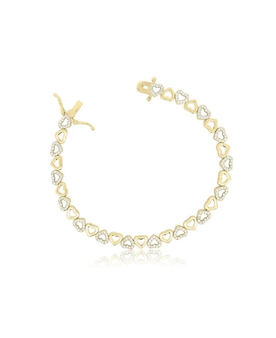 The Lovery Cz Alternating Heart Bracelet 14K Gold-Plated Sterling Silver