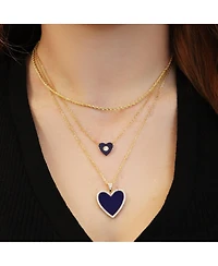 The Lovery Large Lapis Cz Halo Heart Necklace 14K Gold-Plated Sterling Silver