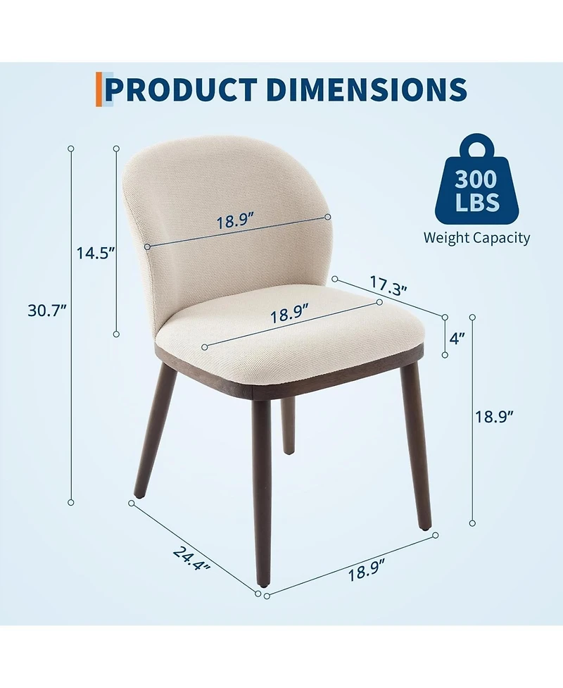 gaomon Upholstered Dining Chairs Set Of 2, Kitchen Chair With Wooden Legs,Fabric Comfortable Seat Accent For Room,Kitchen,Living Room