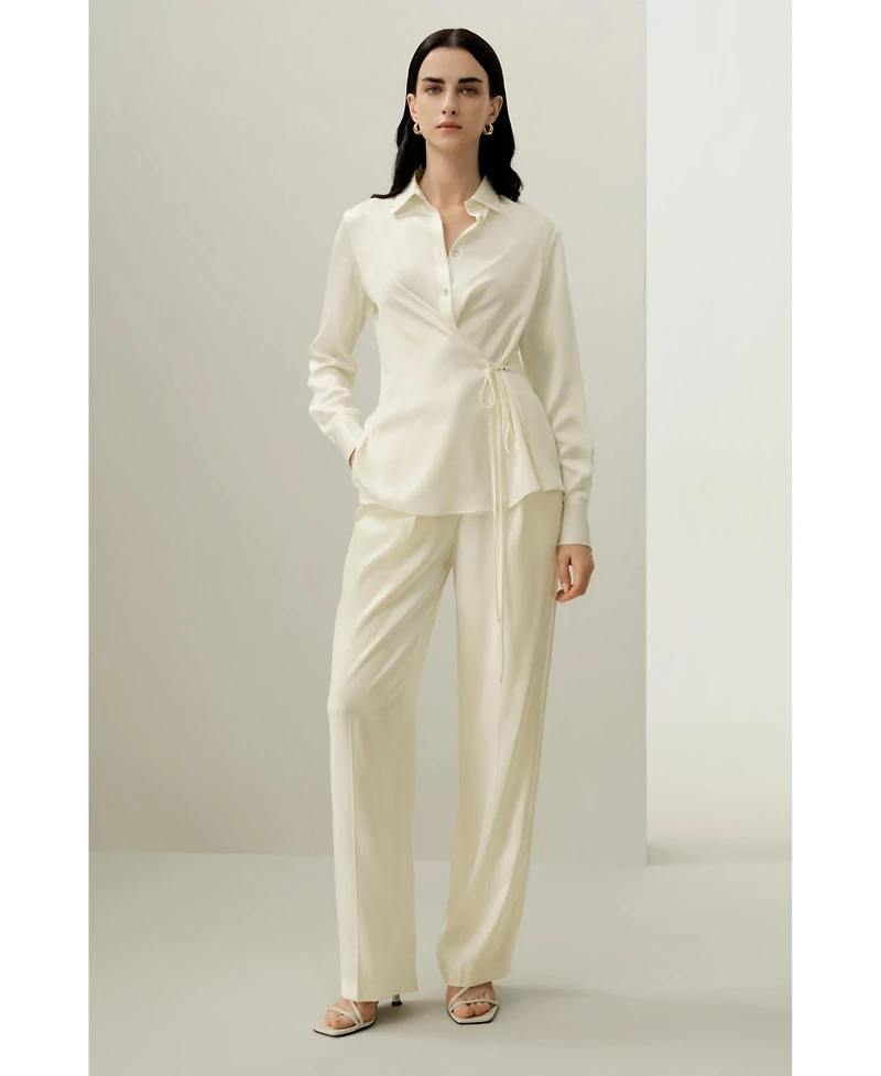 Lilysilk Women's Convertible Silk Charmeuse Shirt