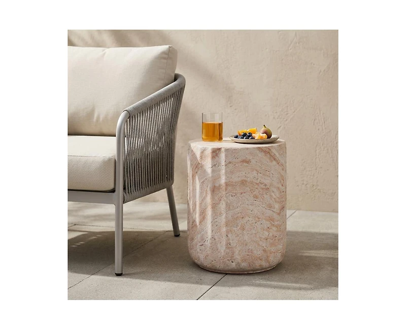 sumyeg Lightweight Concrete Cylinder Side Table for Indoor and Outdoor Use