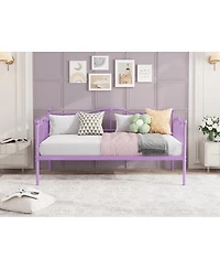 homfan Twin Metal Daybed Frame with Headboard, Platform Sofa Bed with Steel Slats, 12.0 in Underbed Storage, No Box Spring Needed