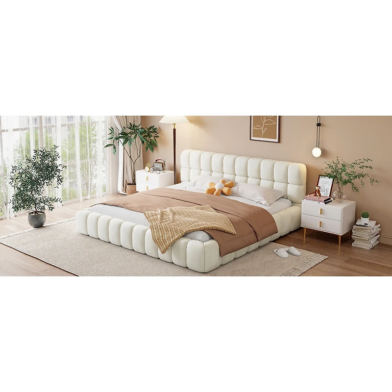 Streamdale Furniture Upholstered Platform Bed with Solid Frame