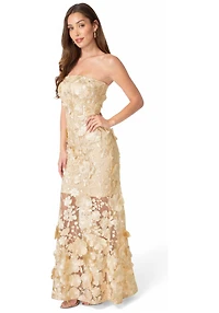 Bebe Women's Strapless Embroidery Maxi Dress