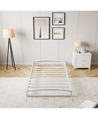homfan Metal Platform Bed Frame with Arch Headboard and Footboard, Low Profile Bed with Steel Slats, No Box Spring Needed