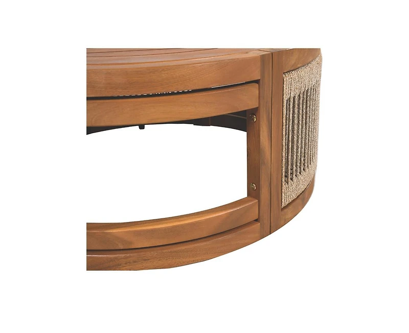 sumyeg 27.95" Acacia Wood Outdoor Coffee Table with Handwoven Rope Accent Patio Table