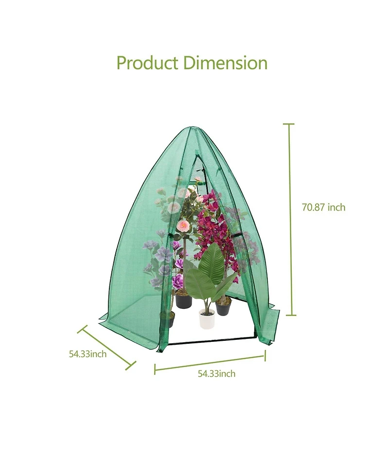 gaomon Outdoor Greenhouse for Plants, Hexagonal Portable Plant House with Pe Cover, Zipper Door, Mesh Window, Stable Frame for Vegetables, Flowers