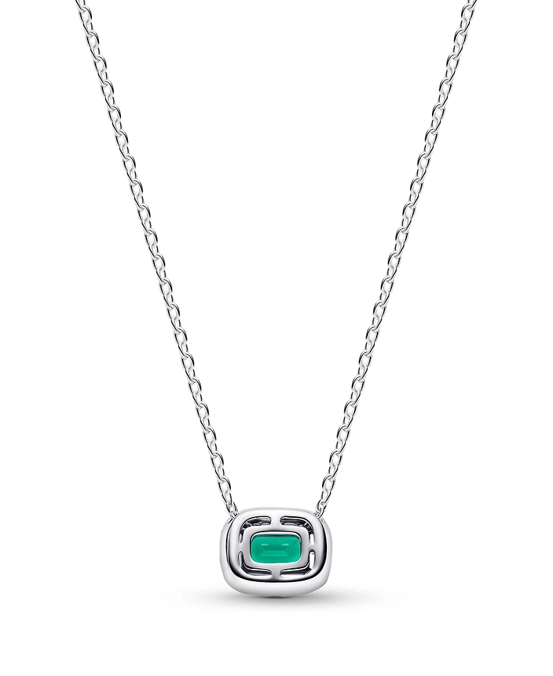 Pandora Rectangular Sparkling Green Halo Pendant Necklace