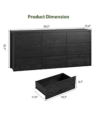 homfan 9 Drawer Dresser for Bedroom, Wide Wood Chest of Drawers Handle Free, Large Modern Storage Cabinet Living Room, Hallway Entryway