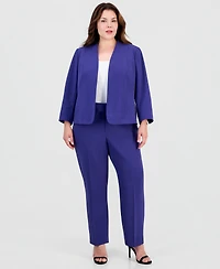 Kasper Plus Open-Front 3/4-Sleeve Cardigan