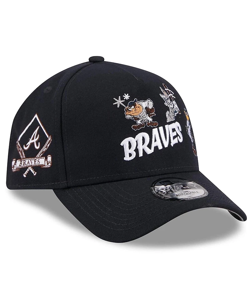 New Era Men's Navy Atlanta Braves Looney Tunes A-Frame 9FORTY Adjustable Hat