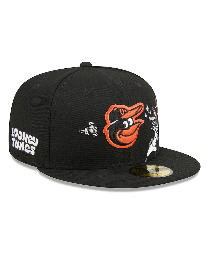 New Era Men's Black Baltimore Orioles Looney Tunes Bugs Bunny 59FIFTY Fitted Hat