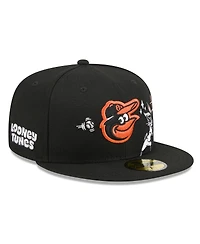 New Era Men's Black Baltimore Orioles Looney Tunes Bugs Bunny 59FIFTY Fitted Hat
