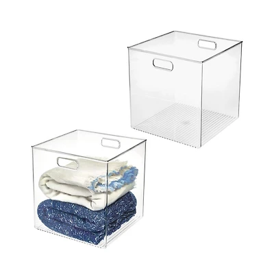 iDesign Large Cube Storage Bin, Set of 2, Clear, Made in Usa