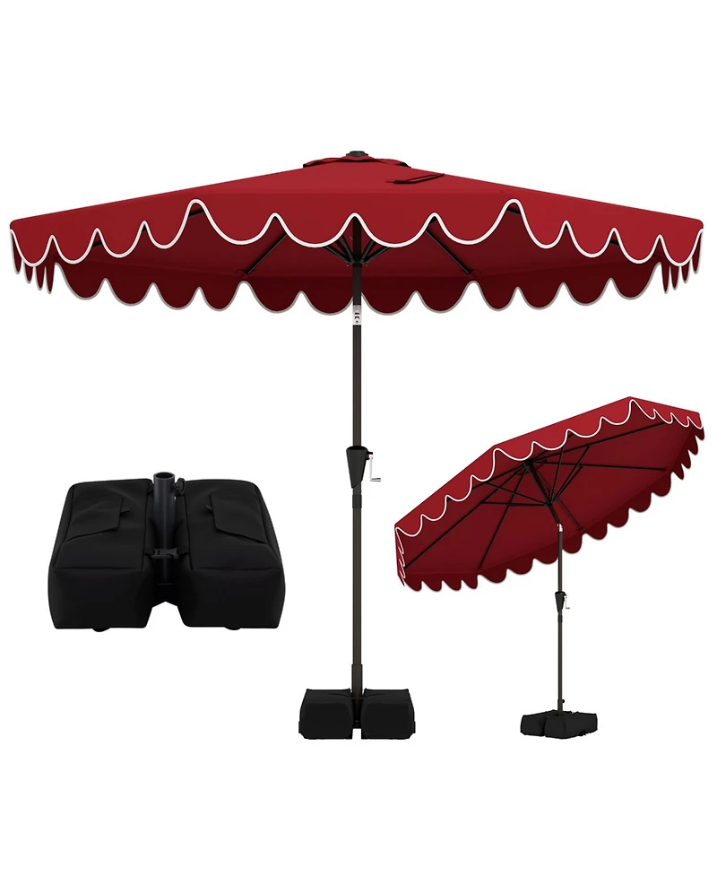 Slickblue Outdoor Umbrella with Stable Weighted Base and Sandbags for Patio