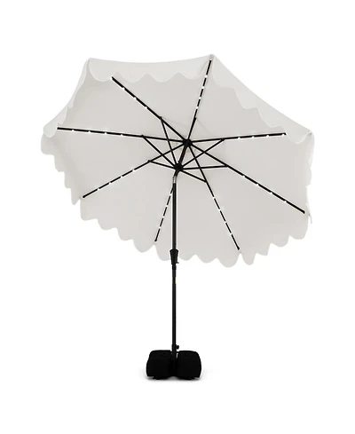 Slickblue Patio Umbrella with Solar Lights and Heavy Duty Weighted Base for Outdoor