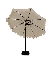 Slickblue Patio Umbrella with Solar Lights and Heavy Duty Weighted Base for Outdoor