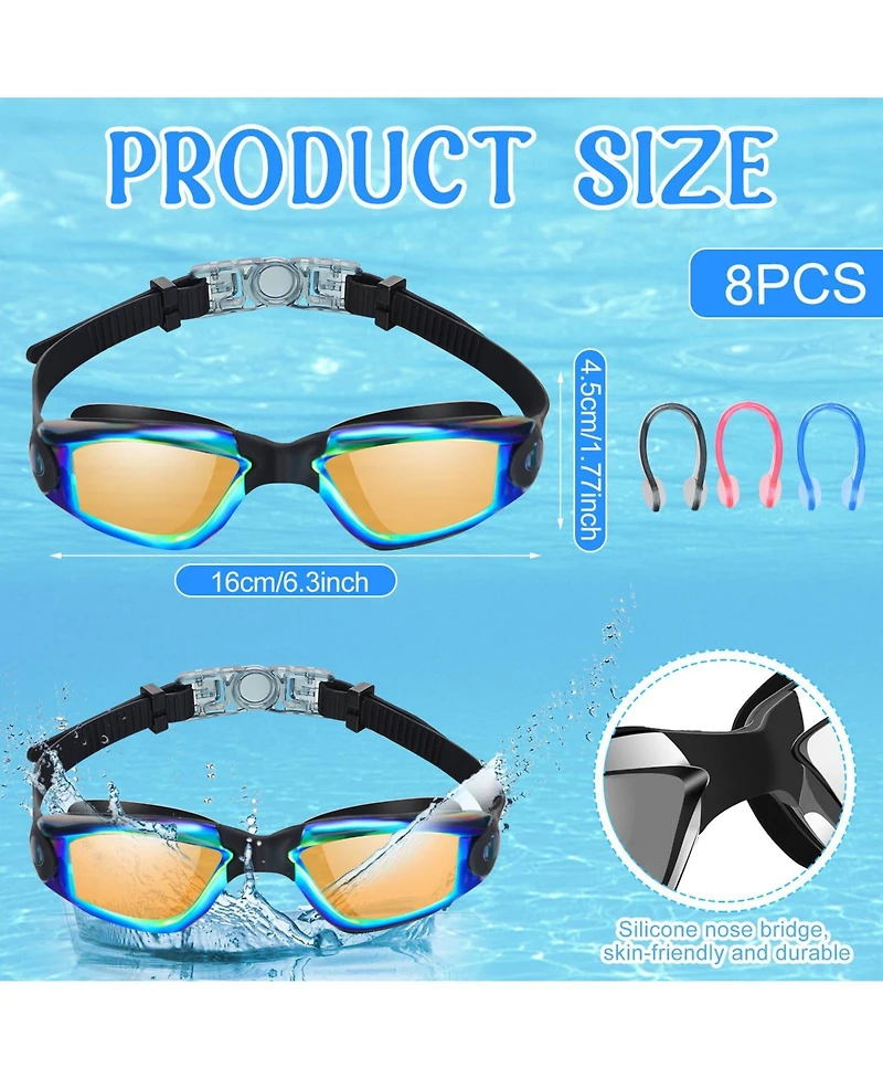 Gnuadz 8pc Swim Goggles Anti Fog Silicone Ear Plug Nose Clip