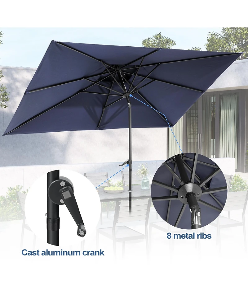 Pellebant Outdoor Patio 10 x 6.5 Ft Market Umbrella with Double Top