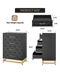gaomon Storage Cabinet, 4 Drawer Triangle Pattern Chest