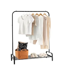 Costway Industrial Metal Garment Rack Heavy Duty Floor Cloth Rack w/ Shoe Storage Shelf