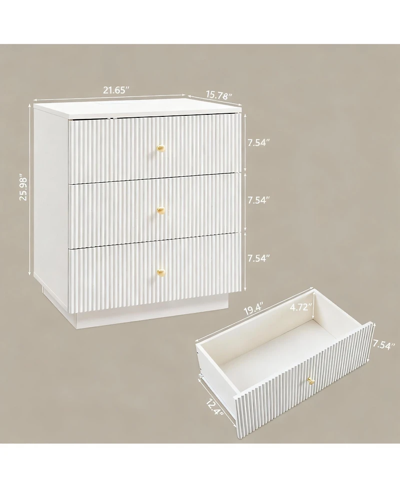 Yigii Durable Wood Space-Efficient Modern Fluted Dresser