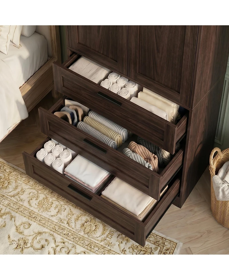 Aheaplus Closet Cabinet with 3 Drawers, Organizer Door