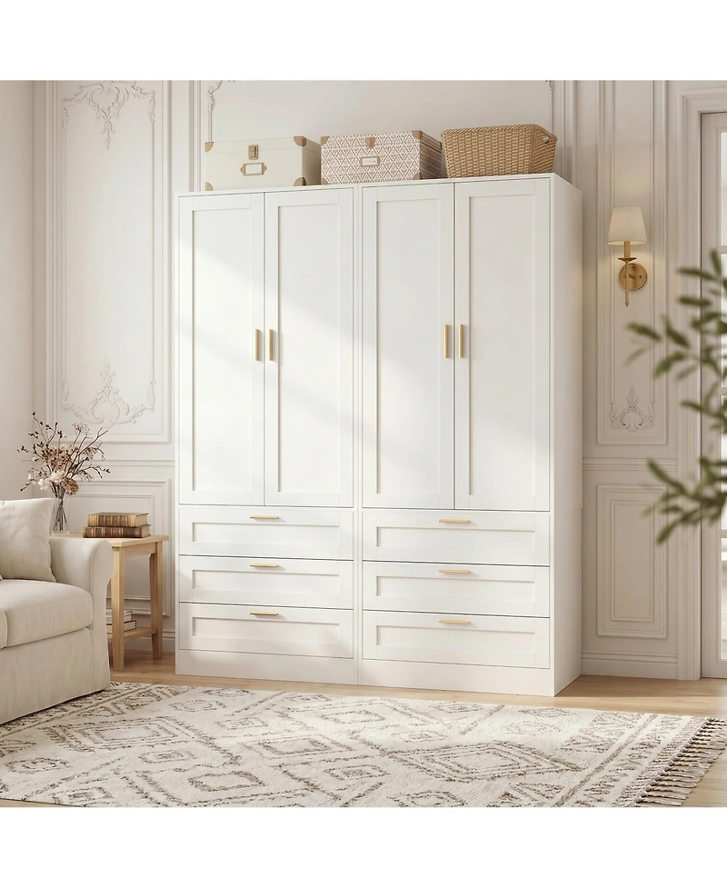 Aheaplus Closet Cabinet with 3 Drawers, Closet Organizer with Cabinet Door