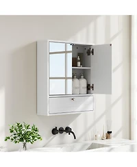 sumyeg Double Door Wall Mounted Bathroom Mirrored Medicine Cabinet