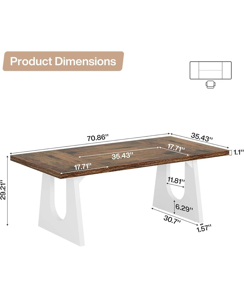 Tribesigns 70.86-Inch Executive Desk, Large Computer Office Desk with Double Wood Pedestal