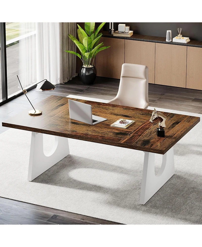Tribesigns 70.86-Inch Executive Desk, Large Computer Office Desk with Double Wood Pedestal