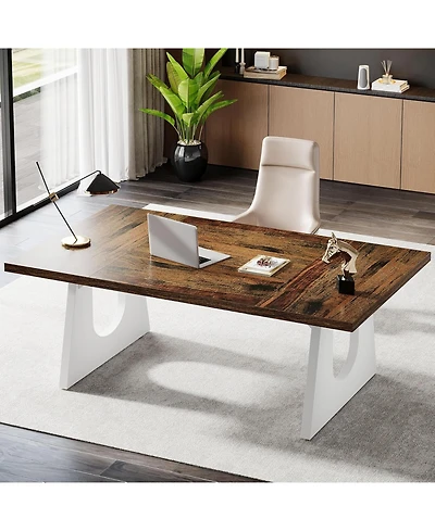 Tribesigns 70.86-Inch Executive Desk, Large Computer Office Desk with Double Wood Pedestal