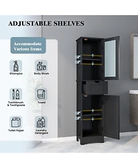 Volenca Tall Floor Storage Cabinet with 2 Doors and 1 Drawer for Bathroom